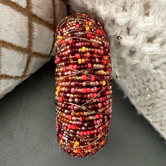 Vintage GORGEOUS Seed Bead CUFF Bangle BRACELET - Picture 3 of 11